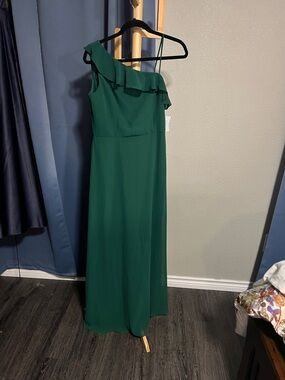 Children’s or Junior Bridesmaid Juniper One-Shoulder Ruffle Evening Dress